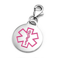 3/4" Round Pink Medical Bracelet Charm